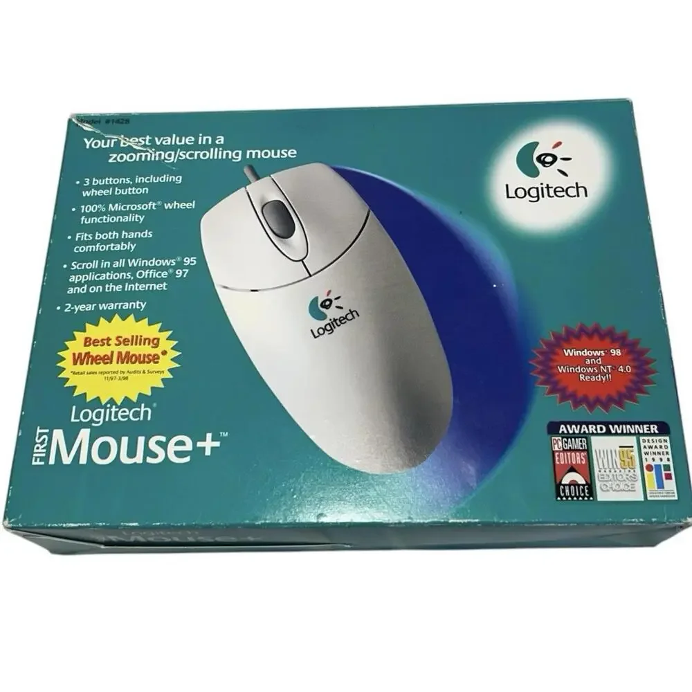 Logitech Mouseman Model 1428 3 Button wheel button Mouse Windows 98/ 4 Vintage